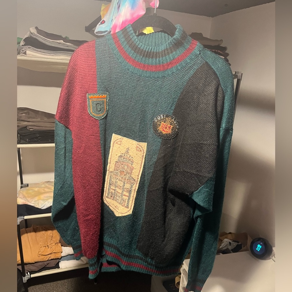 VINTAGE PATCHWORK OVERSIZED SWEATER (S)